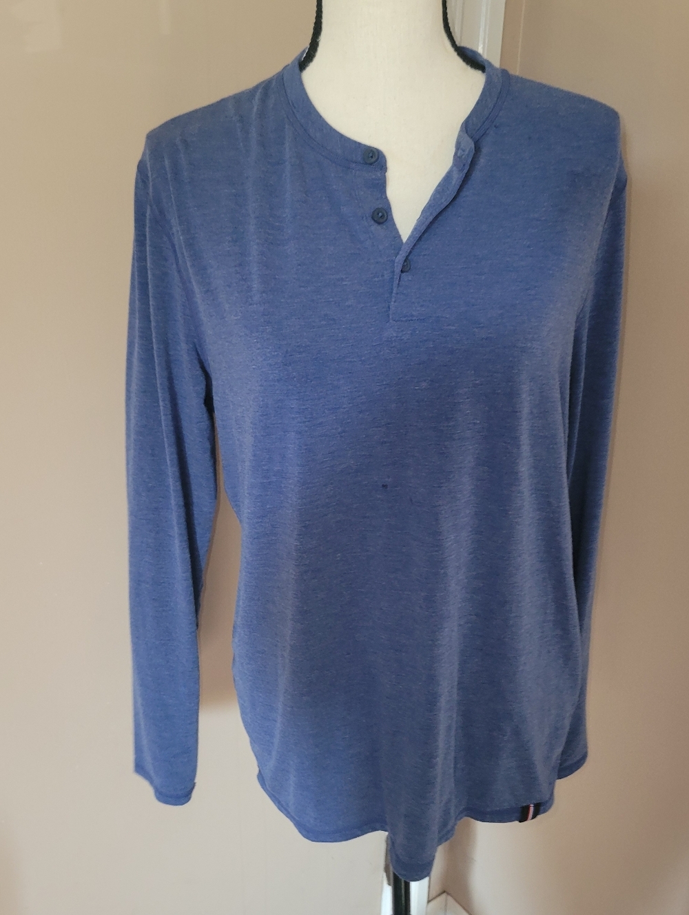 🔥5/$20 Men's Long Sleeve Henley Shirt - Blue